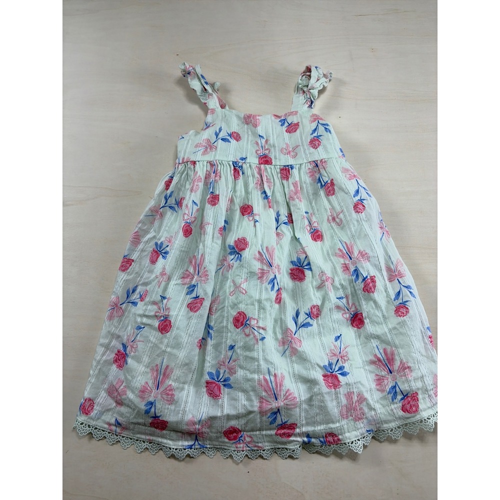 Sigrid Olsen Kids Girls Floral Stripe Sundress Mint Green Pink Rose Lace Size 6